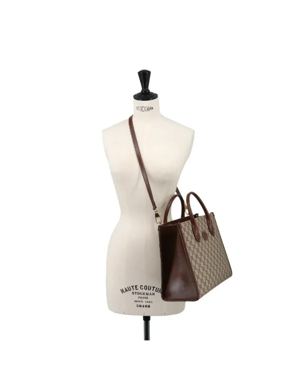 Gucci Interlocking Small 2-Way Tote Shoulder Bag GG Supreme Leather Beige - Picture 10 of 10